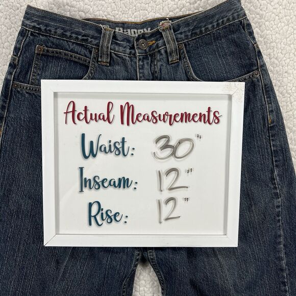 Anchor Blue Baggy Denim Shorts Men’s Size 30 Blue Y2K Hip Hop Streetwear - Picture 12 of 12